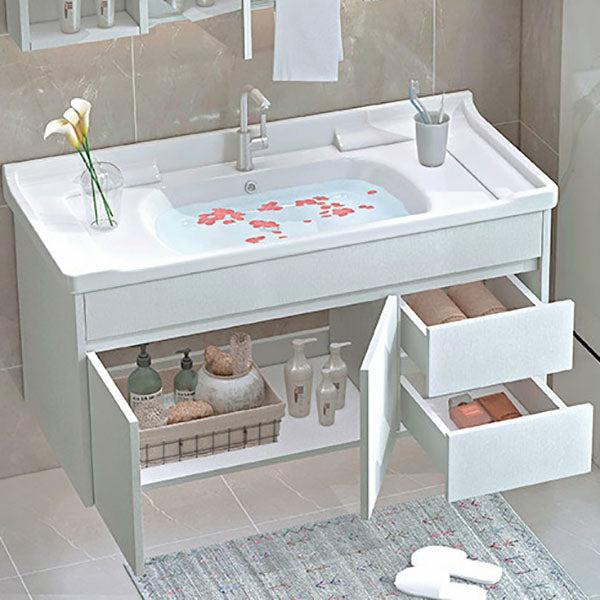 Modern Wall Mount Sink Vanity with Mirror Single Sink for Bathroom Clearhalo 'Bathroom Remodel & Bathroom Fixtures' 'Bathroom Vanities' 'bathroom_vanities' 'Home Improvement' 'home_improvement' 'home_improvement_bathroom_vanities' 7952634