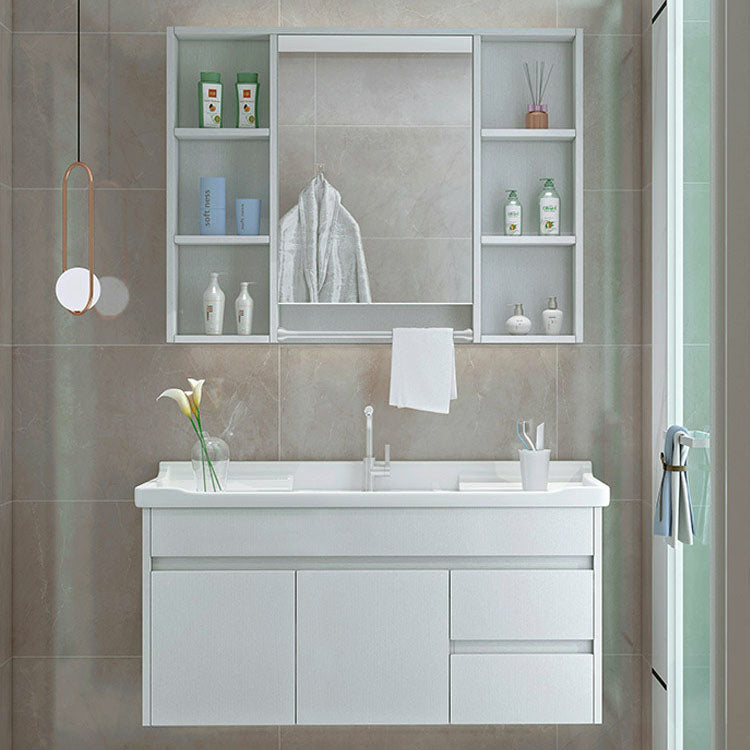 Modern Wall Mount Sink Vanity with Mirror Single Sink for Bathroom Clearhalo 'Bathroom Remodel & Bathroom Fixtures' 'Bathroom Vanities' 'bathroom_vanities' 'Home Improvement' 'home_improvement' 'home_improvement_bathroom_vanities' 7952635