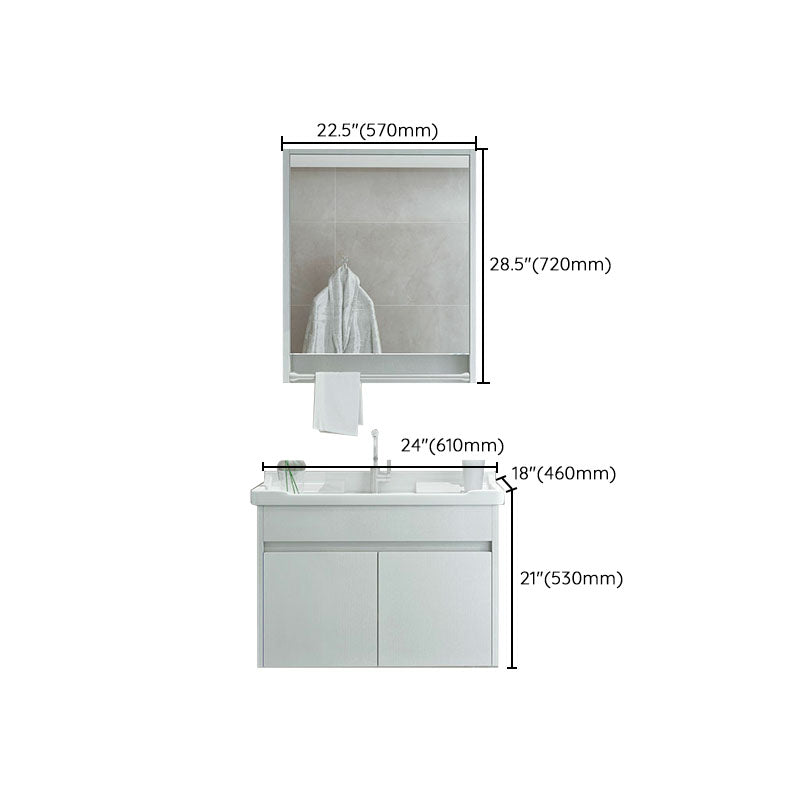 Modern Wall Mount Sink Vanity with Mirror Single Sink for Bathroom Clearhalo 'Bathroom Remodel & Bathroom Fixtures' 'Bathroom Vanities' 'bathroom_vanities' 'Home Improvement' 'home_improvement' 'home_improvement_bathroom_vanities' 7952636