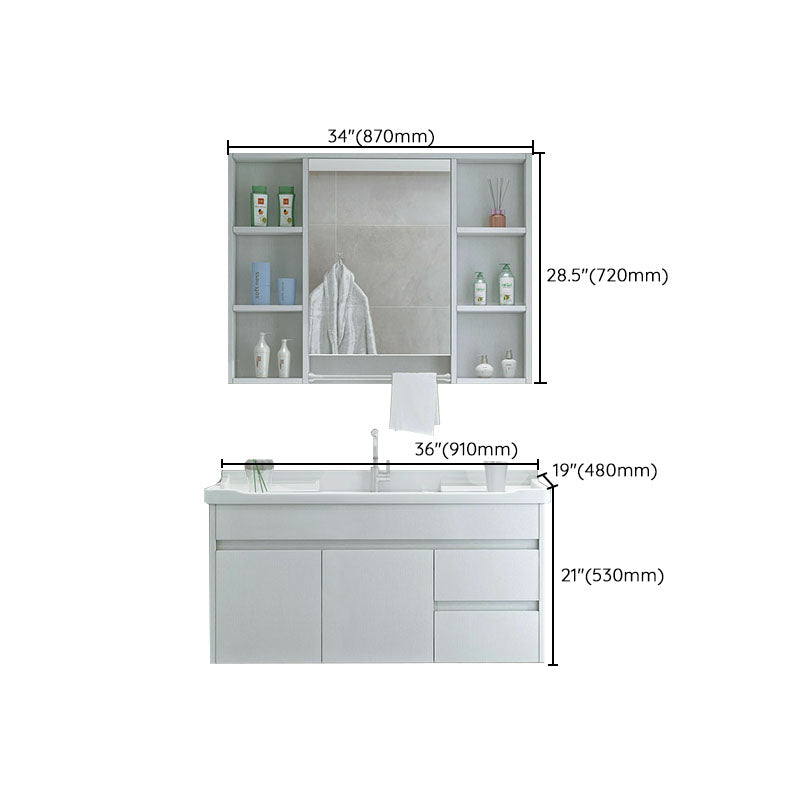 Modern Wall Mount Sink Vanity with Mirror Single Sink for Bathroom Clearhalo 'Bathroom Remodel & Bathroom Fixtures' 'Bathroom Vanities' 'bathroom_vanities' 'Home Improvement' 'home_improvement' 'home_improvement_bathroom_vanities' 7952638