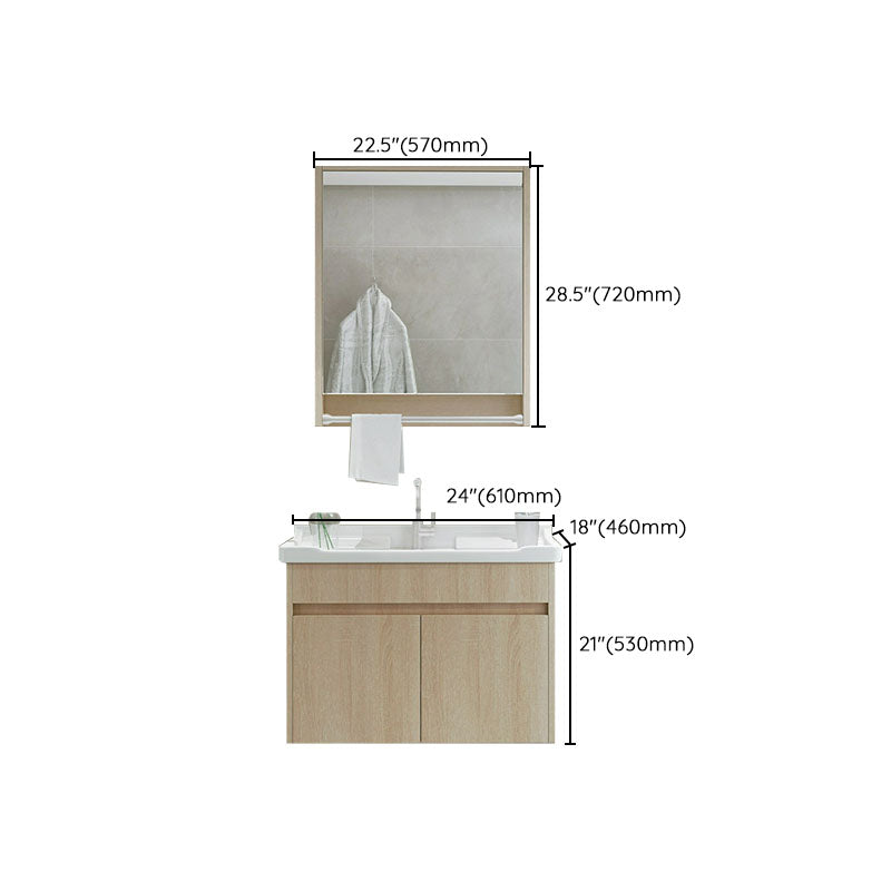 Modern Wall Mount Sink Vanity with Mirror Single Sink for Bathroom Clearhalo 'Bathroom Remodel & Bathroom Fixtures' 'Bathroom Vanities' 'bathroom_vanities' 'Home Improvement' 'home_improvement' 'home_improvement_bathroom_vanities' 7952645