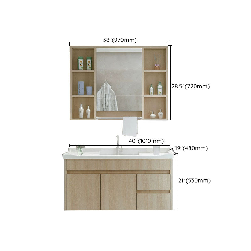 Modern Wall Mount Sink Vanity with Mirror Single Sink for Bathroom Clearhalo 'Bathroom Remodel & Bathroom Fixtures' 'Bathroom Vanities' 'bathroom_vanities' 'Home Improvement' 'home_improvement' 'home_improvement_bathroom_vanities' 7952649