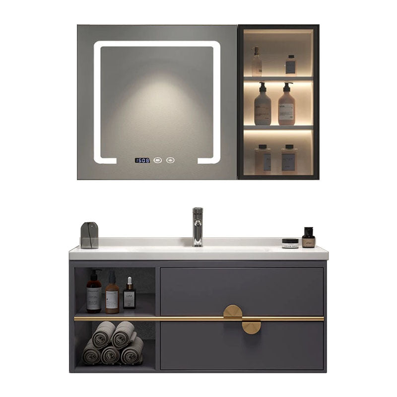 Wall Mount Faucet Included Bath Vanity with Mirror Sink for Bathroom Vanity & Faucet & Smart Medicine Cabinet White Clearhalo 'Bathroom Remodel & Bathroom Fixtures' 'Bathroom Vanities' 'bathroom_vanities' 'Home Improvement' 'home_improvement' 'home_improvement_bathroom_vanities' 7952652