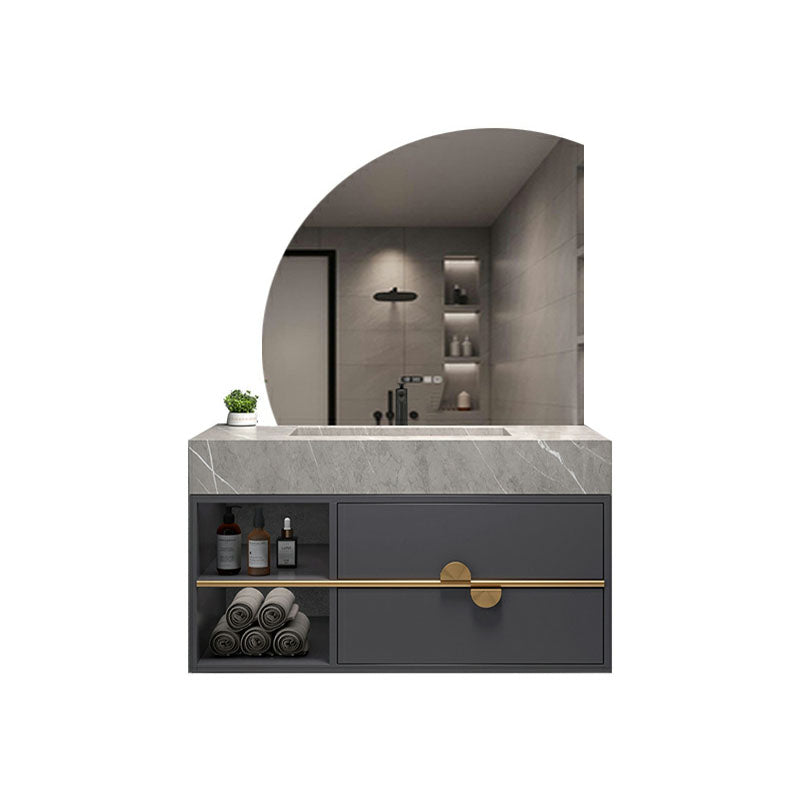 Wall Mount Faucet Included Bath Vanity with Mirror Sink for Bathroom Vanity & Faucet & Smart Mirror Gray Clearhalo 'Bathroom Remodel & Bathroom Fixtures' 'Bathroom Vanities' 'bathroom_vanities' 'Home Improvement' 'home_improvement' 'home_improvement_bathroom_vanities' 7952660