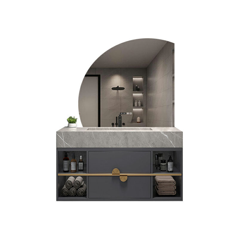 Wall Mount Faucet Included Bath Vanity with Mirror Sink for Bathroom Vanity & Faucet & Smart Mirror Gray Clearhalo 'Bathroom Remodel & Bathroom Fixtures' 'Bathroom Vanities' 'bathroom_vanities' 'Home Improvement' 'home_improvement' 'home_improvement_bathroom_vanities' 7952662