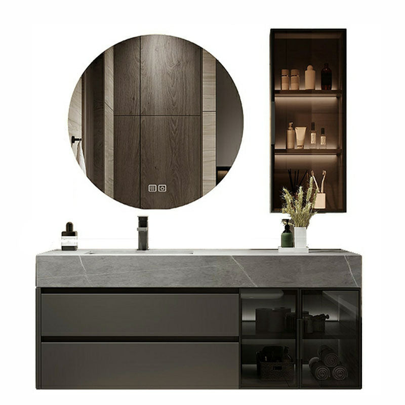 Wall Mount Modern Bathroom Sink Vanity with Mirror Sink Faucet Vanity & Faucet & Mirror & Sideboard Clearhalo 'Bathroom Remodel & Bathroom Fixtures' 'Bathroom Vanities' 'bathroom_vanities' 'Home Improvement' 'home_improvement' 'home_improvement_bathroom_vanities' 7958690