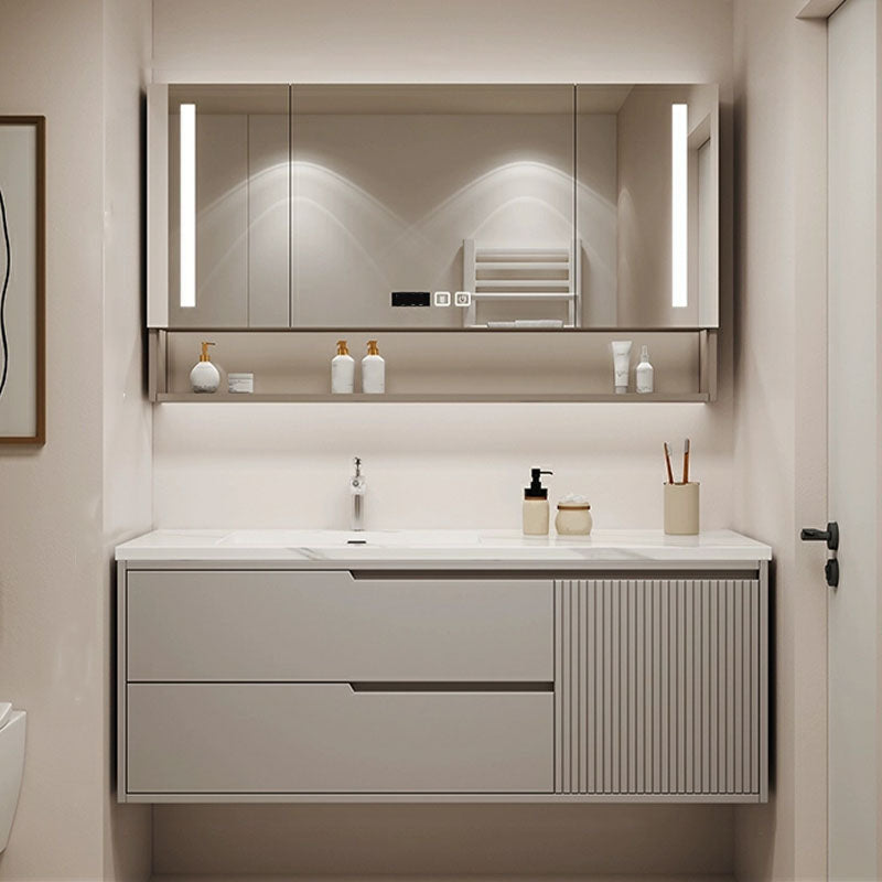 Wall Mount Mirror Included Bathroom Sink Vanity with Single Sink Vanity & Faucet & Smart Medicine Cabinet Clearhalo 'Bathroom Remodel & Bathroom Fixtures' 'Bathroom Vanities' 'bathroom_vanities' 'Home Improvement' 'home_improvement' 'home_improvement_bathroom_vanities' 7958704