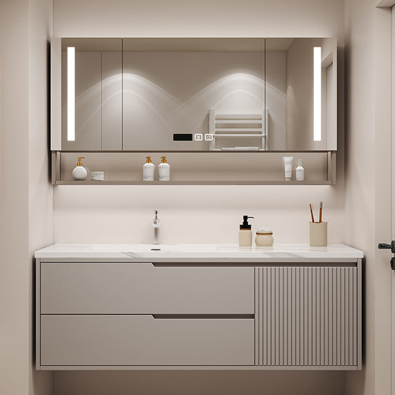 Wall Mount Mirror Included Bathroom Sink Vanity with Single Sink Vanity & Faucet & Smart Medicine Cabinet Clearhalo 'Bathroom Remodel & Bathroom Fixtures' 'Bathroom Vanities' 'bathroom_vanities' 'Home Improvement' 'home_improvement' 'home_improvement_bathroom_vanities' 7958706