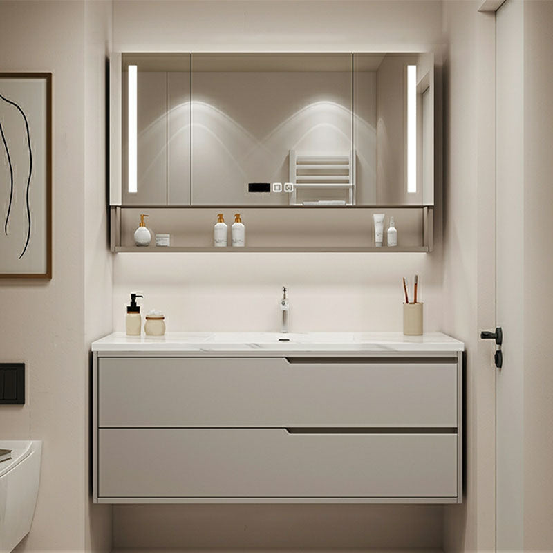 Wall Mount Mirror Included Bathroom Sink Vanity with Single Sink Vanity & Faucet & Smart Medicine Cabinet 27.6"L x 21.7"W x 19.7"H Clearhalo 'Bathroom Remodel & Bathroom Fixtures' 'Bathroom Vanities' 'bathroom_vanities' 'Home Improvement' 'home_improvement' 'home_improvement_bathroom_vanities' 7958710
