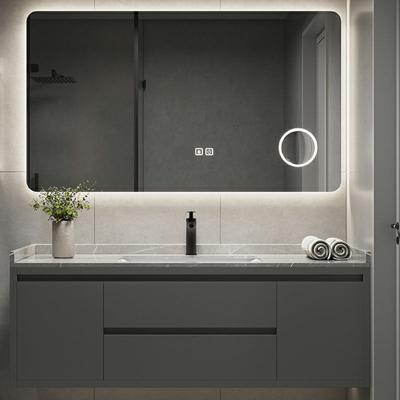 Wall Mount Modern Grey Bath Vanity with Mirror Faucet Sink for Bathroom Vanity & Faucet & Smart Mirror 59"L x 22"W x 22"H Clearhalo 'Bathroom Remodel & Bathroom Fixtures' 'Bathroom Vanities' 'bathroom_vanities' 'Home Improvement' 'home_improvement' 'home_improvement_bathroom_vanities' 7958748