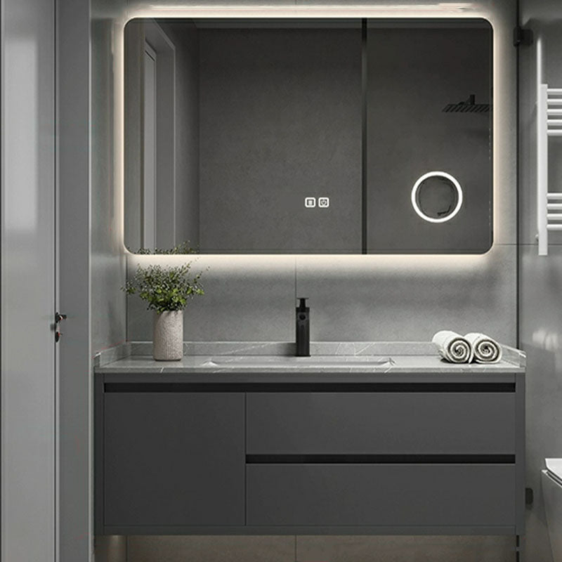 Wall Mount Modern Grey Bath Vanity with Mirror Faucet Sink for Bathroom Vanity & Faucet & Smart Mirror Clearhalo 'Bathroom Remodel & Bathroom Fixtures' 'Bathroom Vanities' 'bathroom_vanities' 'Home Improvement' 'home_improvement' 'home_improvement_bathroom_vanities' 7958753