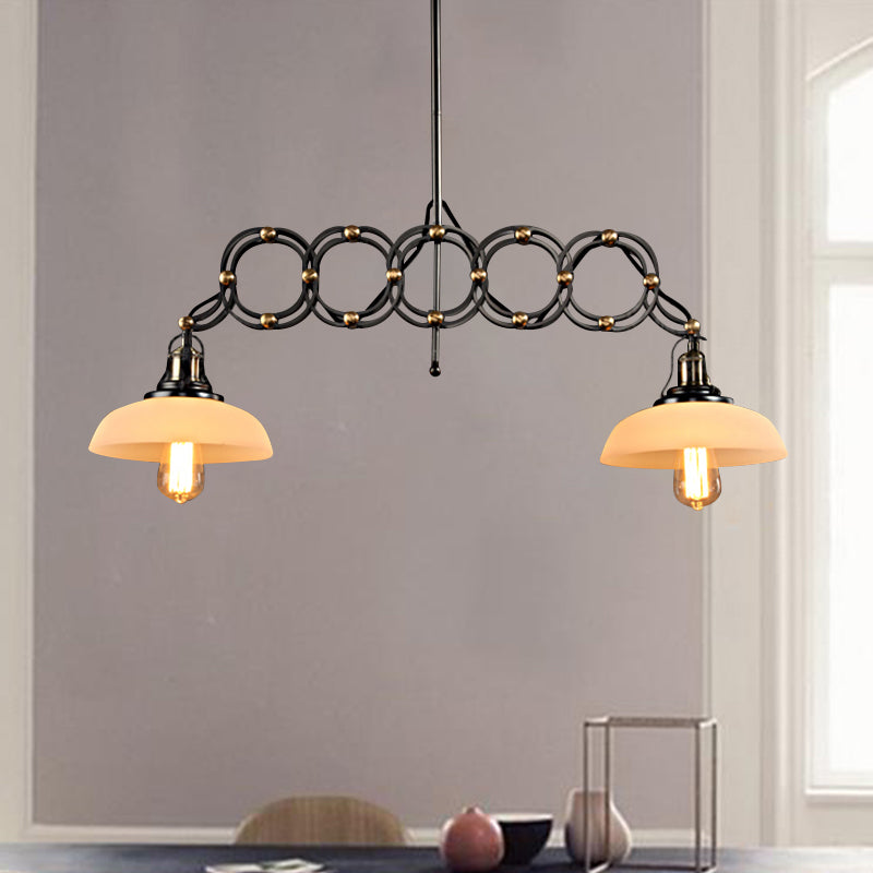 Adjustable Dome Kitchen Island Pendant Light Industrial Opal Glass 2 Lights Brass Hanging Lamp Kit White Clearhalo 'Ceiling Lights' 'Glass shade' 'Glass' 'Island Lights' 'Pendant Lights' Lighting' 796978