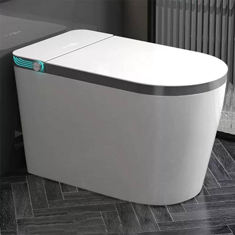 Elongated Smart Floor Mount Bidet without Water Pressure Control White/ Gray Manual Lid (Standard) Clearhalo 'Bathroom Remodel & Bathroom Fixtures' 'Bidets' 'Home Improvement' 'home_improvement' 'home_improvement_bidets' 'Toilets & Bidets' 7981935