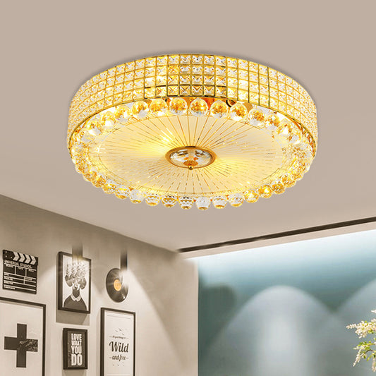 Beveled Crystal Silver/Gold Flush Mount Circle Minimalism LED Ceiling Light Fixture, 16/23.5 Inch Dia Gold Clearhalo 'Ceiling Lights' 'Close To Ceiling Lights' 'Close to ceiling' 'Flush mount' Lighting' 798598