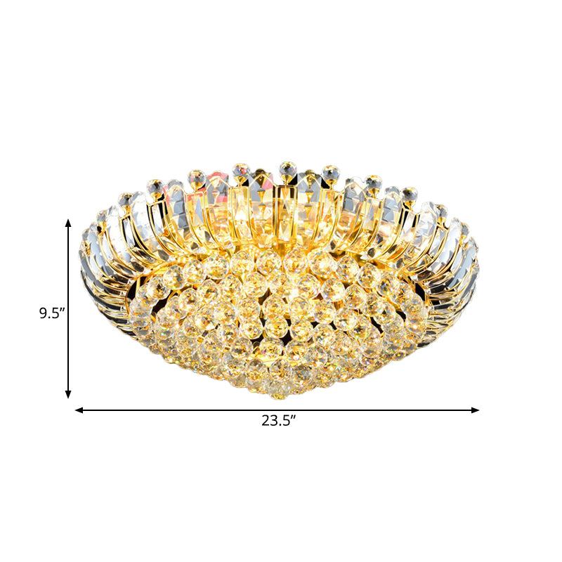 LED Flush Mount Chandelier Simple Stylish Pointed Crystal Orb Flush Ceiling Light in Gold Clearhalo 'Ceiling Lights' 'Close To Ceiling Lights' 'Close to ceiling' 'Flush mount' Lighting' 798610