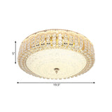 Circle Beveled Crystal Ceiling Flush Light Simple Hotel LED Flush Mount with Frosted Flower Glass Shade in Gold Clearhalo 'Ceiling Lights' 'Close To Ceiling Lights' 'Close to ceiling' 'Flush mount' Lighting' 798614