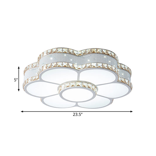 Sunflower Living Room Flushmount Modern Metal Gold LED Ceiling Mount Lamp with Beveled Crystal Trim, 19.5"/23.5" Wide Clearhalo 'Ceiling Lights' 'Close To Ceiling Lights' 'Close to ceiling' 'Flush mount' Lighting' 798619