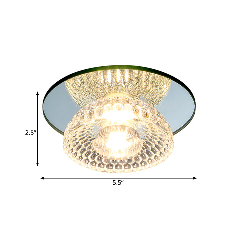 Mini Flower Bowl LED Flush Light Simplicity Chrome Crystal Ceiling Mount Fixture with Mirror Glass Canopy Clearhalo 'Ceiling Lights' 'Close To Ceiling Lights' 'Close to ceiling' 'Flush mount' Lighting' 798627