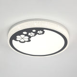 Modernist Round Flushmount Lighting Metal LED Bedroom Flush Mount in White and Black with Leaf Pattern Clearhalo 'Ceiling Lights' 'Close To Ceiling Lights' 'Close to ceiling' 'Flush mount' Lighting' 798743