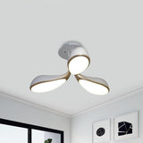 Oval Bedroom Semi-Flush Ceiling Light Metallic 3 Lights Modernist LED Flush Mount Lighting in White White Clearhalo 'Ceiling Lights' 'Close To Ceiling Lights' 'Close to ceiling' 'Semi-flushmount' Lighting' 798749