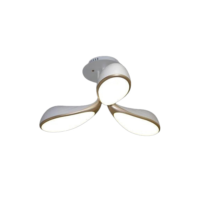 Oval Bedroom Semi-Flush Ceiling Light Metallic 3 Lights Modernist LED Flush Mount Lighting in White Clearhalo 'Ceiling Lights' 'Close To Ceiling Lights' 'Close to ceiling' 'Semi-flushmount' Lighting' 798750