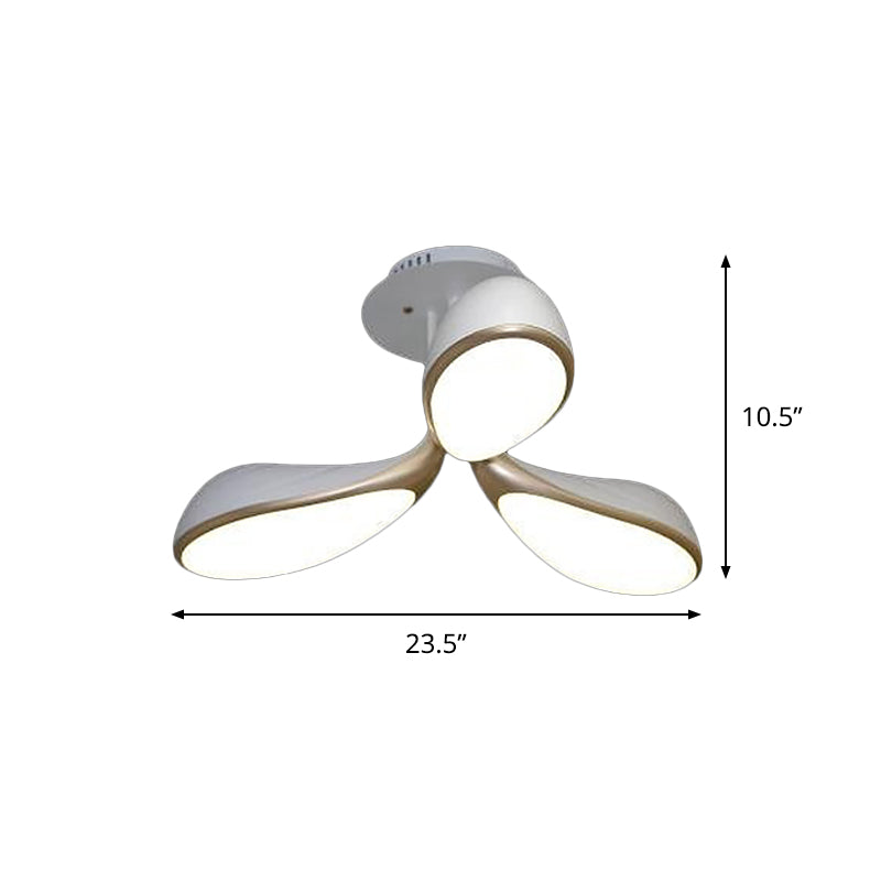 Oval Bedroom Semi-Flush Ceiling Light Metallic 3 Lights Modernist LED Flush Mount Lighting in White Clearhalo 'Ceiling Lights' 'Close To Ceiling Lights' 'Close to ceiling' 'Semi-flushmount' Lighting' 798752