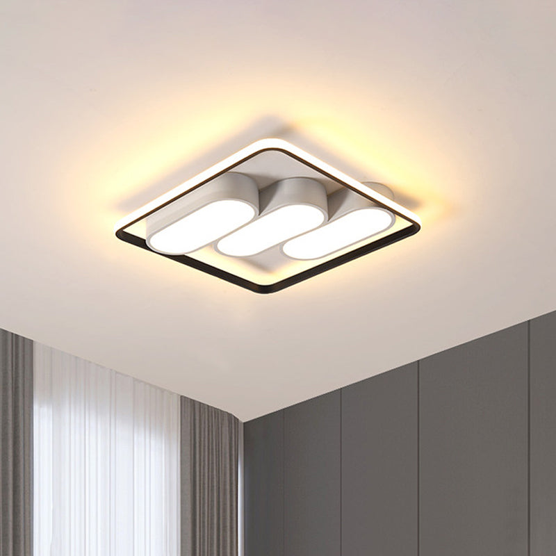 White and Black Square Frame Flushmount Modernism LED Metal Flush Mount Ceiling Light Black-White Clearhalo 'Ceiling Lights' 'Close To Ceiling Lights' 'Close to ceiling' 'Flush mount' Lighting' 798753