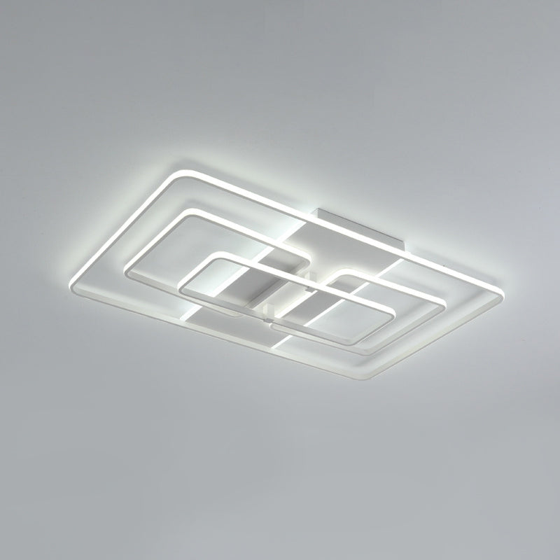 Rectangle Frame Flush Mount Modernist Acrylic White/White and Black LED Flush Lighting in Warm/White Light Clearhalo 'Ceiling Lights' 'Close To Ceiling Lights' 'Close to ceiling' 'Flush mount' Lighting' 798759