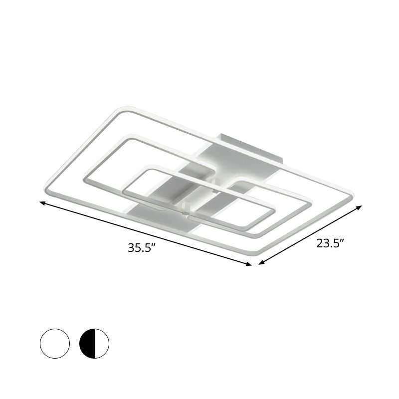 Rectangle Frame Flush Mount Modernist Acrylic White/White and Black LED Flush Lighting in Warm/White Light Clearhalo 'Ceiling Lights' 'Close To Ceiling Lights' 'Close to ceiling' 'Flush mount' Lighting' 798760