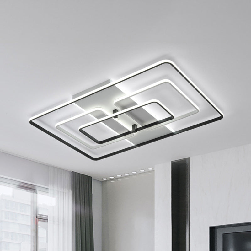 Rectangle Frame Flush Mount Modernist Acrylic White/White and Black LED Flush Lighting in Warm/White Light Clearhalo 'Ceiling Lights' 'Close To Ceiling Lights' 'Close to ceiling' 'Flush mount' Lighting' 798762