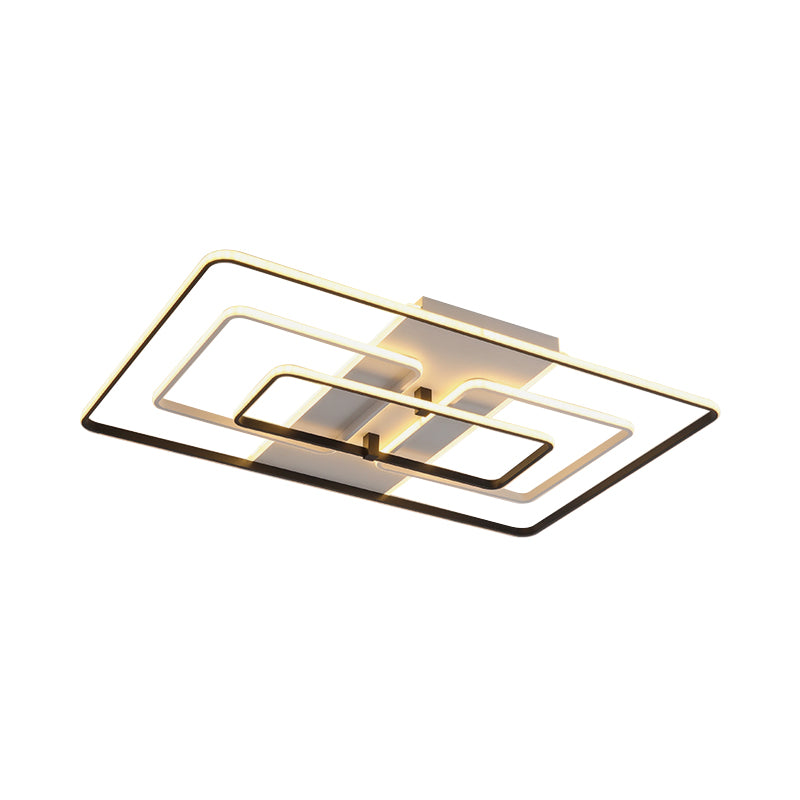 Rectangle Frame Flush Mount Modernist Acrylic White/White and Black LED Flush Lighting in Warm/White Light Clearhalo 'Ceiling Lights' 'Close To Ceiling Lights' 'Close to ceiling' 'Flush mount' Lighting' 798763