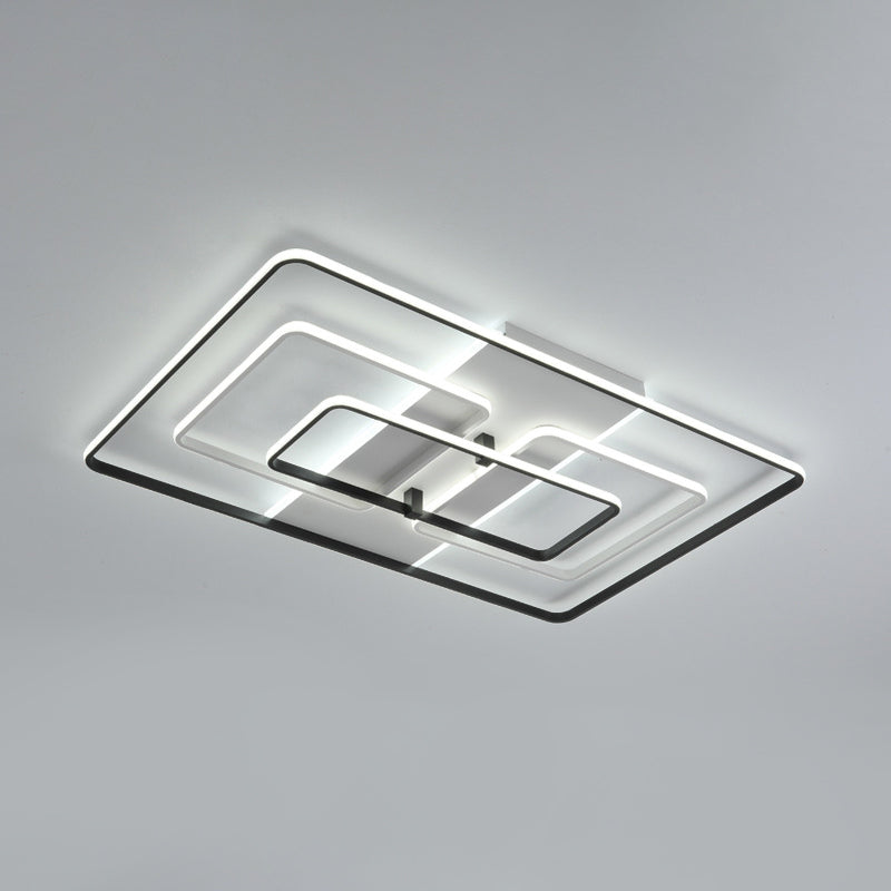 Rectangle Frame Flush Mount Modernist Acrylic White/White and Black LED Flush Lighting in Warm/White Light Clearhalo 'Ceiling Lights' 'Close To Ceiling Lights' 'Close to ceiling' 'Flush mount' Lighting' 798764