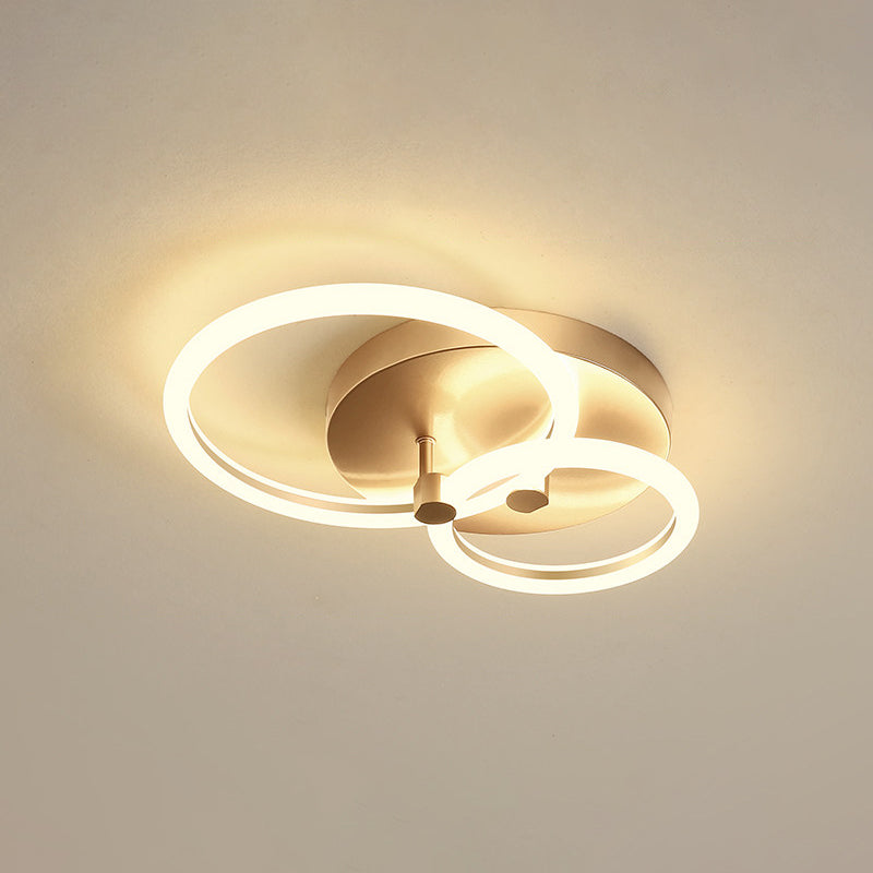 Simple 2/3-Loop Semi Mount Lighting Acrylic 16"/19" Wide LED Bedroom Flush Ceiling Lamp in Gold Clearhalo 'Ceiling Lights' 'Close To Ceiling Lights' 'Close to ceiling' 'Semi-flushmount' Lighting' 798767