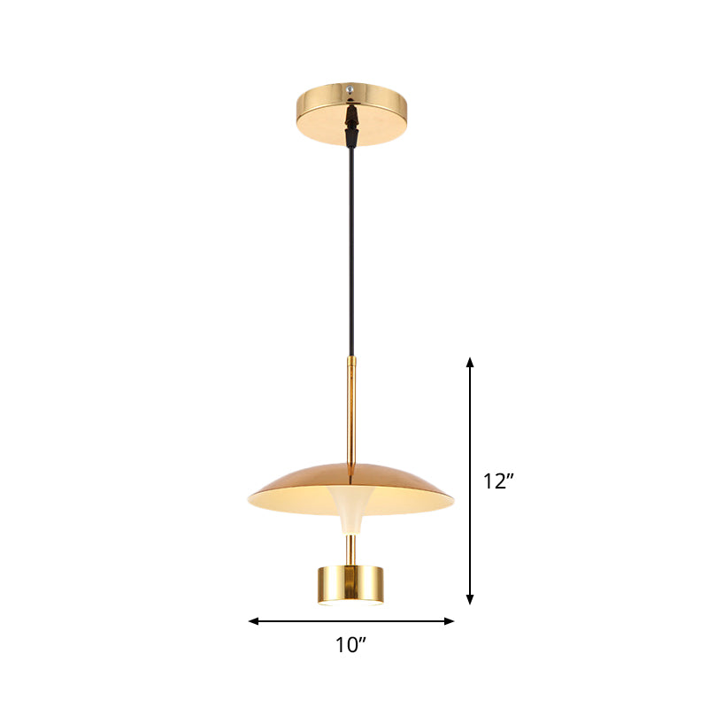 10"/14" W Domed Metallic Suspension Light Modern LED Gold Ceiling Pendant Lamp for Dining Room Clearhalo 'Ceiling Lights' 'Modern Pendants' 'Modern' 'Pendant Lights' 'Pendants' Lighting' 798781