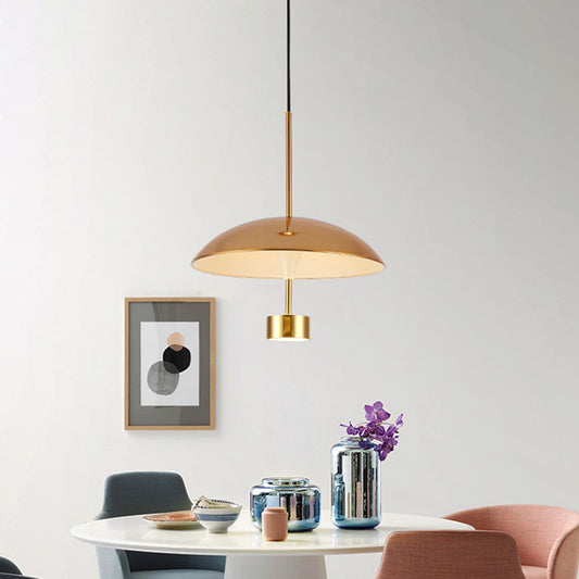 10"/14" W Domed Metallic Suspension Light Modern LED Gold Ceiling Pendant Lamp for Dining Room Gold 14" Clearhalo 'Ceiling Lights' 'Modern Pendants' 'Modern' 'Pendant Lights' 'Pendants' Lighting' 798782