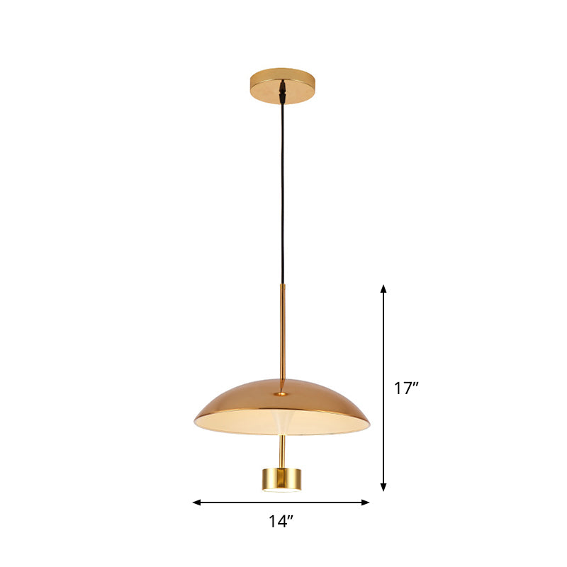 10"/14" W Domed Metallic Suspension Light Modern LED Gold Ceiling Pendant Lamp for Dining Room Clearhalo 'Ceiling Lights' 'Modern Pendants' 'Modern' 'Pendant Lights' 'Pendants' Lighting' 798786