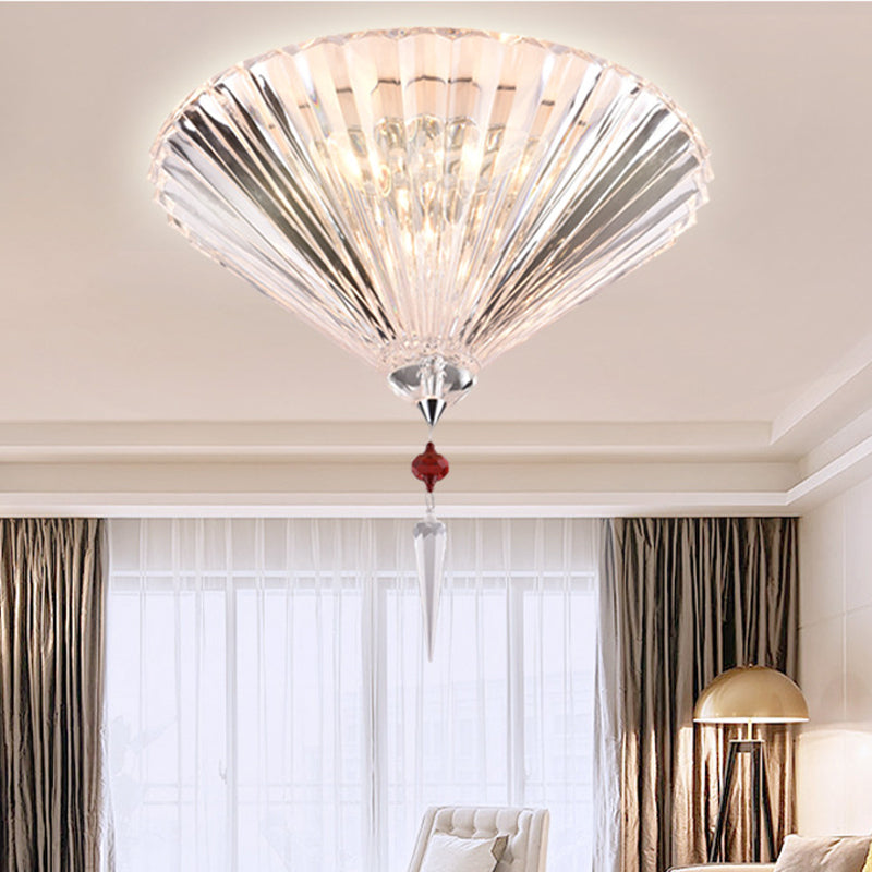 Simple Conical Ceiling Mounted Light 3/4 Lights Clear Faceted Crystal Flushmount Lighting for Corridor Clear Clearhalo 'Ceiling Lights' 'Close To Ceiling Lights' 'Close to ceiling' 'Flush mount' Lighting' 798787