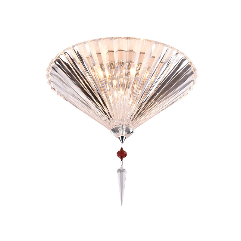 Simple Conical Ceiling Mounted Light 3/4 Lights Clear Faceted Crystal Flushmount Lighting for Corridor Clearhalo 'Ceiling Lights' 'Close To Ceiling Lights' 'Close to ceiling' 'Flush mount' Lighting' 798789