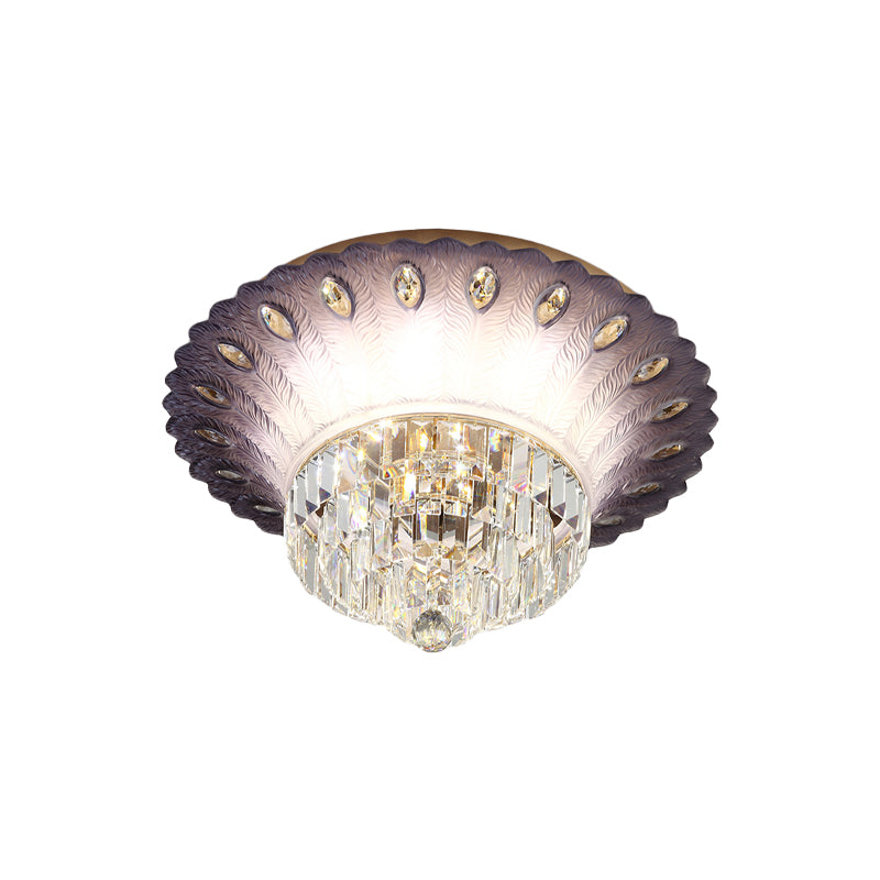 Purple Tiered Round Flush Light Simple Clear Crystal 19.5"/23.5" W LED Bedroom Ceiling Lamp with Scalloped Edge Design Clearhalo 'Ceiling Lights' 'Close To Ceiling Lights' 'Close to ceiling' 'Flush mount' Lighting' 798824