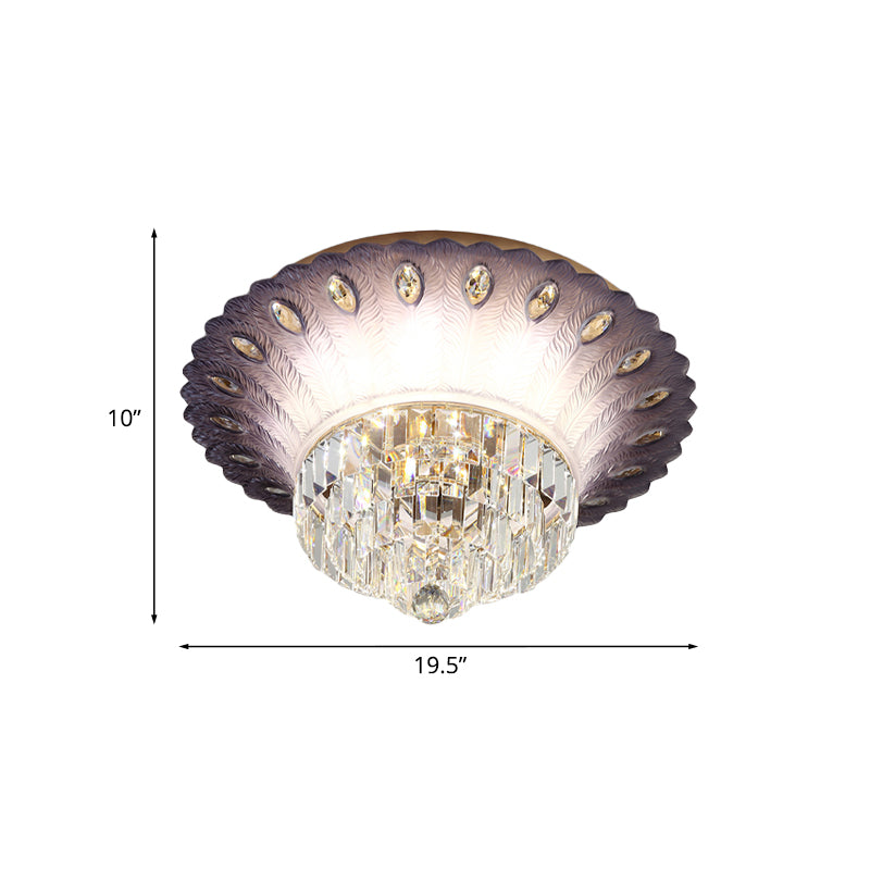 Purple Tiered Round Flush Light Simple Clear Crystal 19.5"/23.5" W LED Bedroom Ceiling Lamp with Scalloped Edge Design Clearhalo 'Ceiling Lights' 'Close To Ceiling Lights' 'Close to ceiling' 'Flush mount' Lighting' 798825