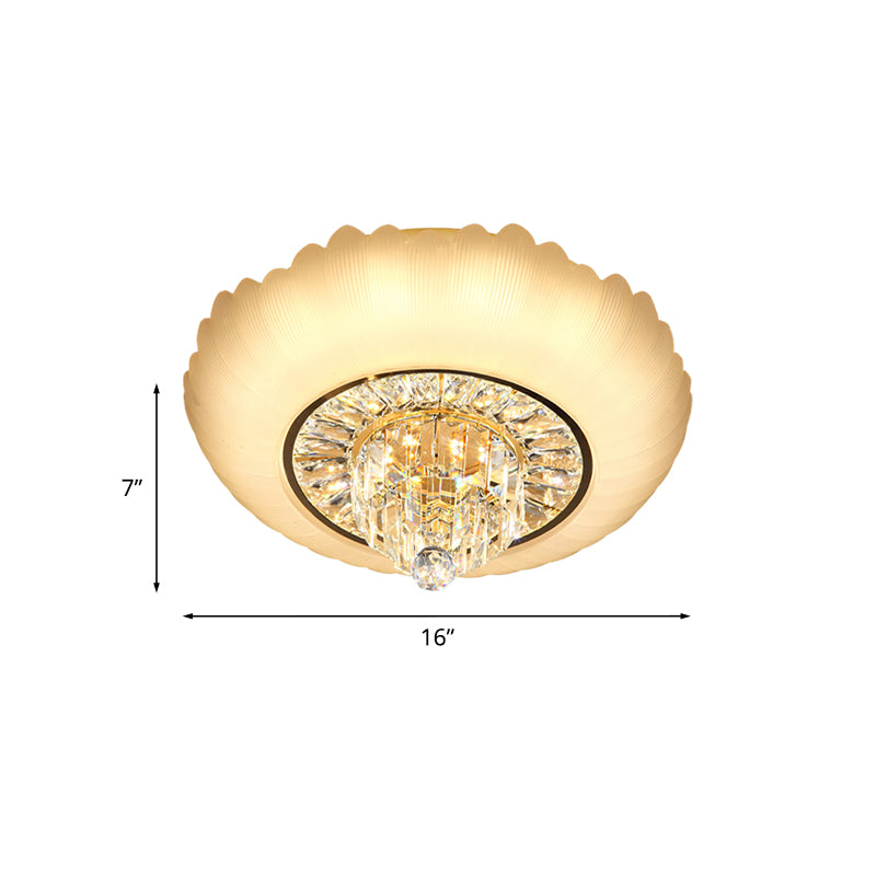 LED Ceiling Mount Minimal Living Room Faceted Crystal Flush Light Fixture with Lantern Amber Glass Shade, 16"/19.5" W Clearhalo 'Ceiling Lights' 'Close To Ceiling Lights' 'Close to ceiling' 'Flush mount' Lighting' 798830