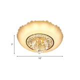 LED Ceiling Mount Minimal Living Room Faceted Crystal Flush Light Fixture with Lantern Amber Glass Shade, 16"/19.5" W Clearhalo 'Ceiling Lights' 'Close To Ceiling Lights' 'Close to ceiling' 'Flush mount' Lighting' 798830