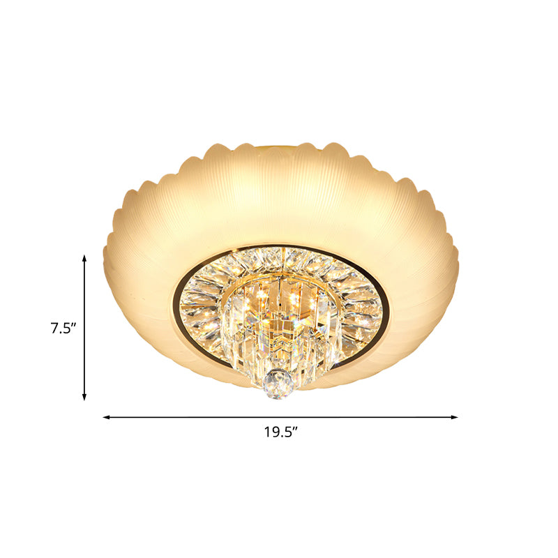 LED Ceiling Mount Minimal Living Room Faceted Crystal Flush Light Fixture with Lantern Amber Glass Shade, 16"/19.5" W Clearhalo 'Ceiling Lights' 'Close To Ceiling Lights' 'Close to ceiling' 'Flush mount' Lighting' 798831