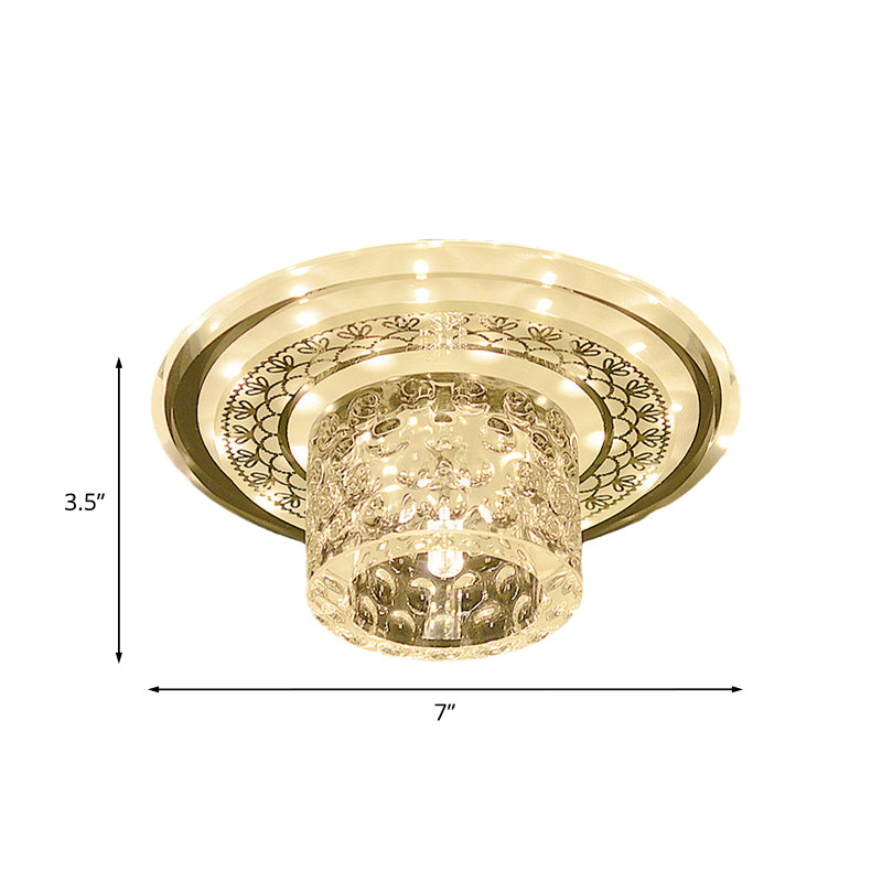 LED Cylinder Flushmount Light Contemporary Clear Crystal Ceiling Lighting for Corridor Clearhalo 'Ceiling Lights' 'Close To Ceiling Lights' 'Close to ceiling' 'Flush mount' Lighting' 798847