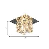 Square Beveled Crystal Flush Light Fixture Minimal LED Corridor Close to Ceiling Lamp in Chrome, Warm/White Light Clearhalo 'Ceiling Lights' 'Close To Ceiling Lights' 'Close to ceiling' 'Flush mount' Lighting' 798851