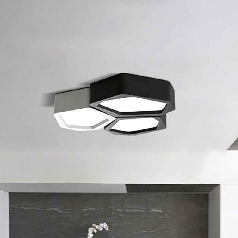 Honeycomb Flush Mount Lamp with Acrylic Diffuser Nordic Black/White LED Ceiling Flush Mount for Hallway Clearhalo 'Ceiling Lights' 'Close To Ceiling Lights' 'Close to ceiling' 'Flush mount' Lighting' 798854