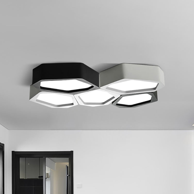 Honeycomb Flush Mount Lamp with Acrylic Diffuser Nordic Black/White LED Ceiling Flush Mount for Hallway Clearhalo 'Ceiling Lights' 'Close To Ceiling Lights' 'Close to ceiling' 'Flush mount' Lighting' 798855