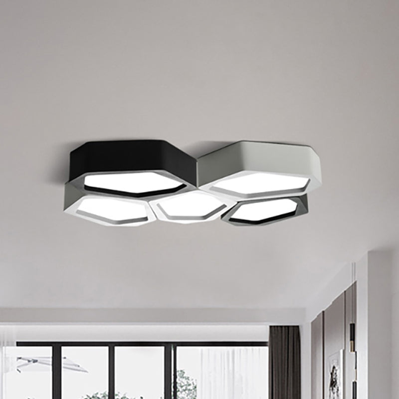 Honeycomb Flush Mount Lamp with Acrylic Diffuser Nordic Black/White LED Ceiling Flush Mount for Hallway Clearhalo 'Ceiling Lights' 'Close To Ceiling Lights' 'Close to ceiling' 'Flush mount' Lighting' 798856