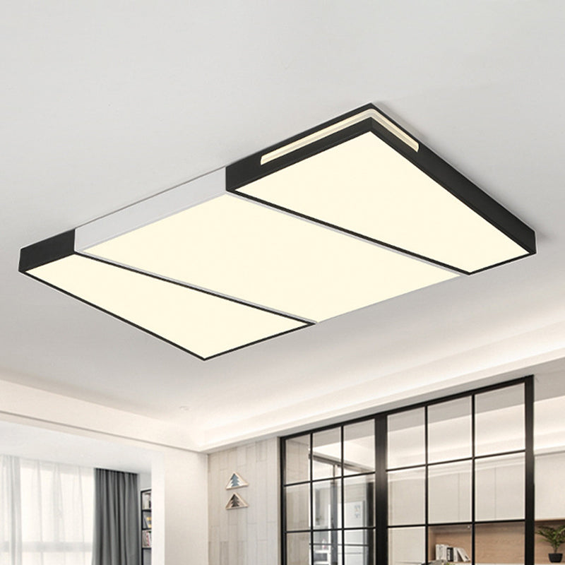 Simple Rectangular/Square Ceiling Flush Mount Light Metal LED Bedroom Flush Mount Ceiling Light in Warm/White, 21.5"/37.5"/45" Wide Black-White 37.5" White Clearhalo 'Ceiling Lights' 'Close To Ceiling Lights' 'Close to ceiling' 'Flush mount' Lighting' 798862