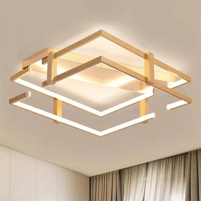 Aluminum Frame Flush Mount Light Fixture Nordic Gold LED Bedroom Ceiling Lamp in Warm/White, 18"/23.5" W Clearhalo 'Ceiling Lights' 'Close To Ceiling Lights' 'Close to ceiling' 'Flush mount' Lighting' 798868